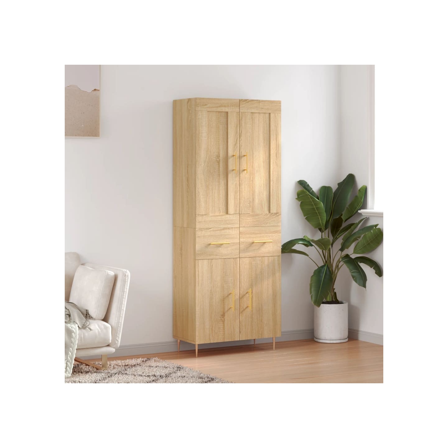 Buffet haut Chêne sonoma 69,5x34x180 cm Bois d'ingénierie