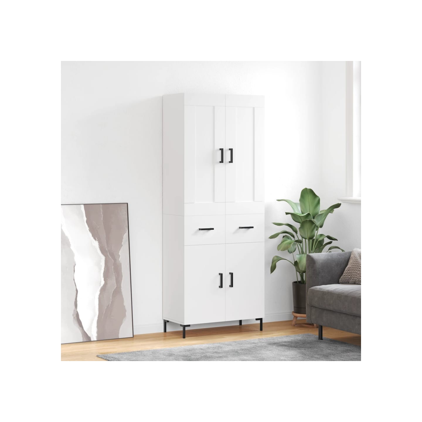Buffet haut Blanc 69,5x34x180 cm Bois d'ingénierie