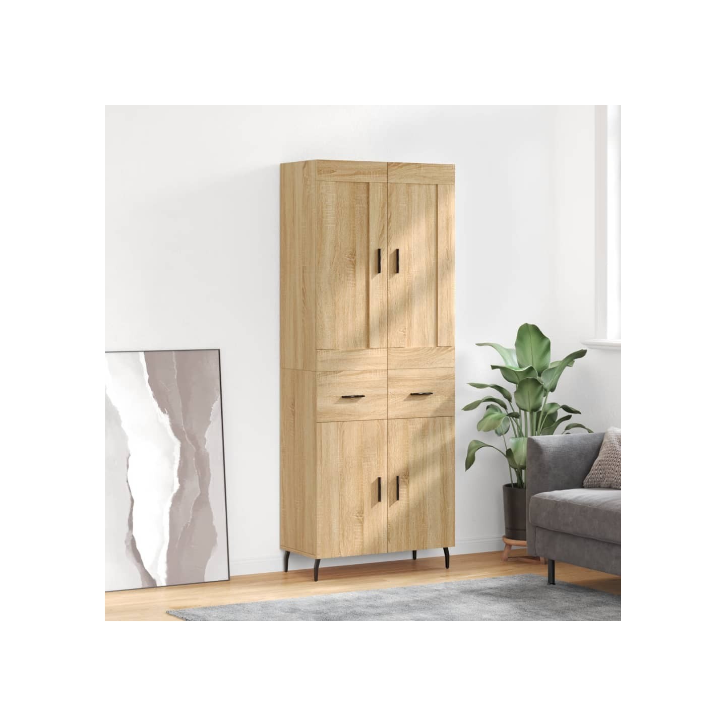 Buffet haut Chêne sonoma 69,5x34x180 cm Bois d'ingénierie