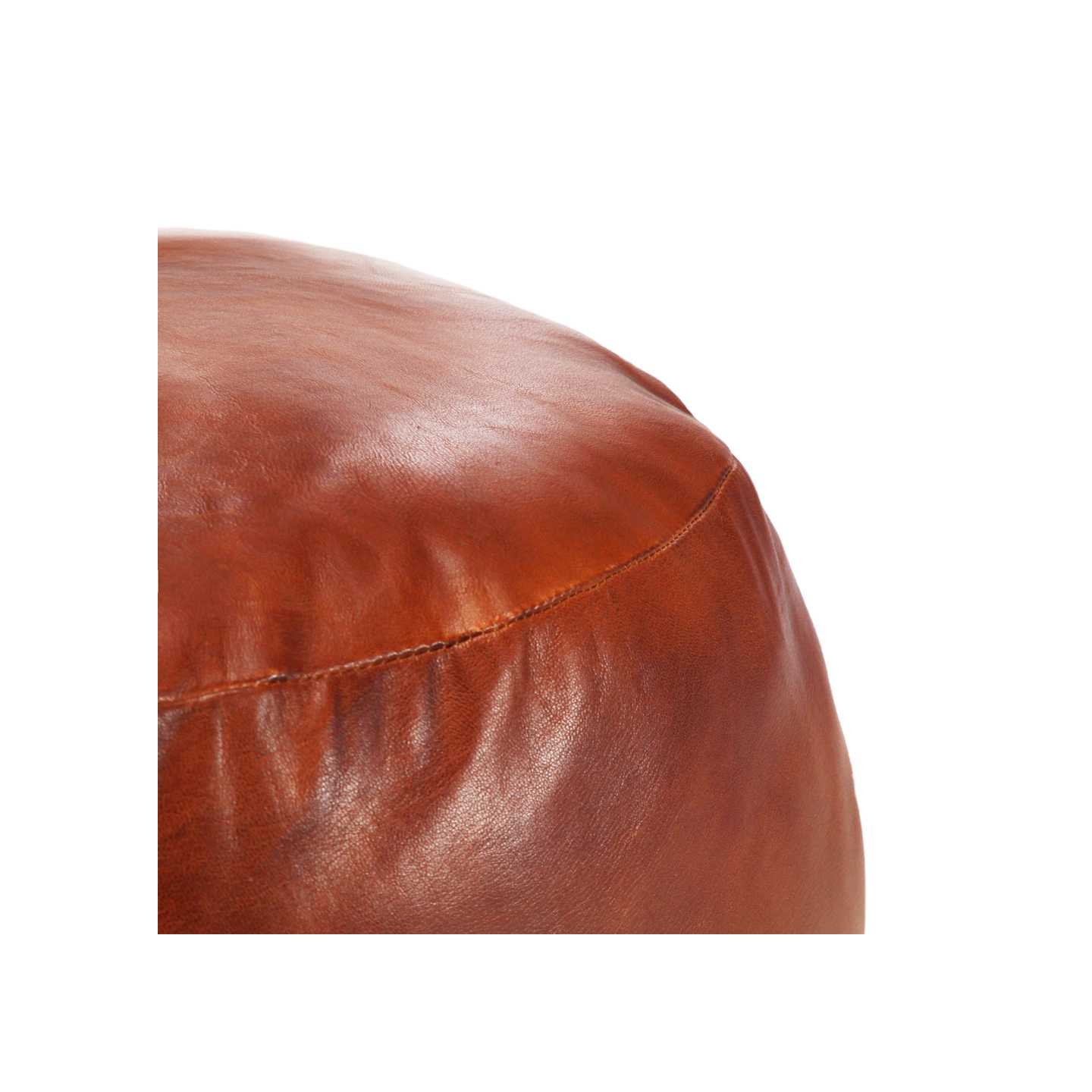 Pouf 60 x 30 cm Brun roux Cuir véritable de chèvre