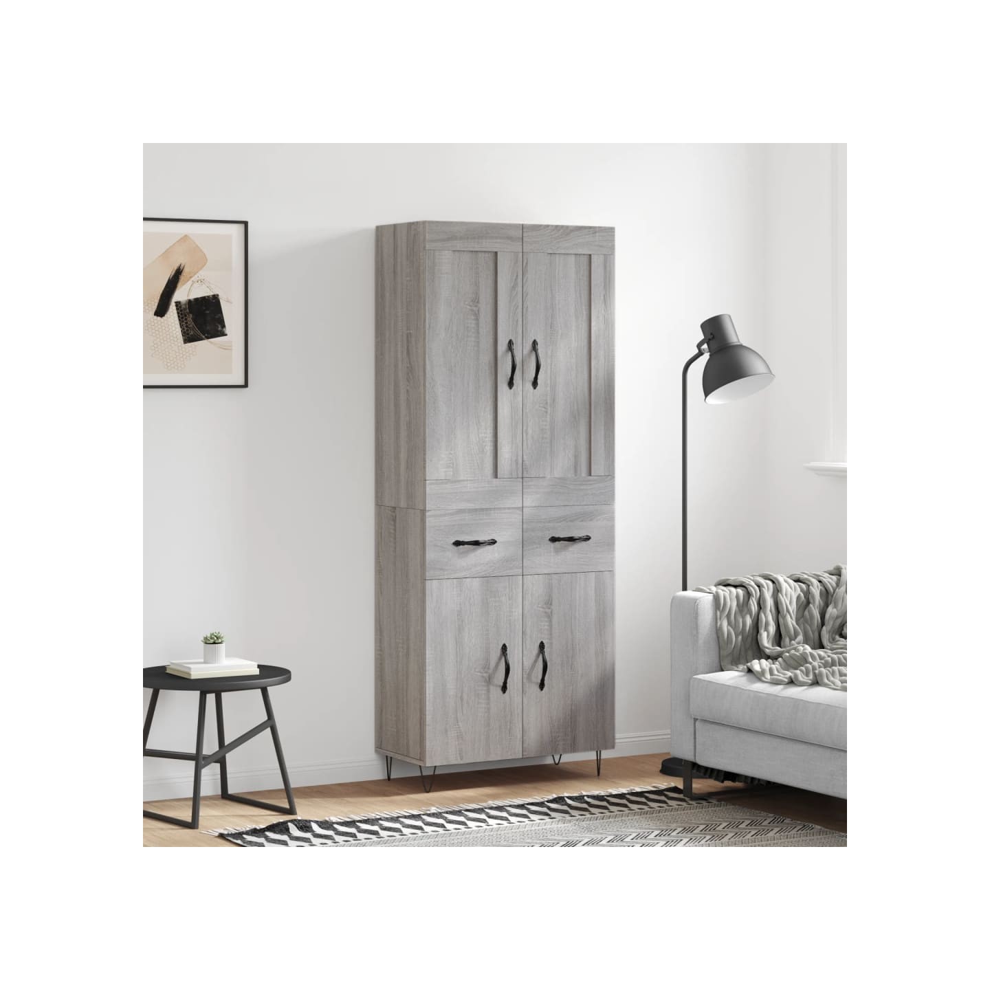 Buffet haut Sonoma gris 69,5x34x180 cm Bois d'ingénierie