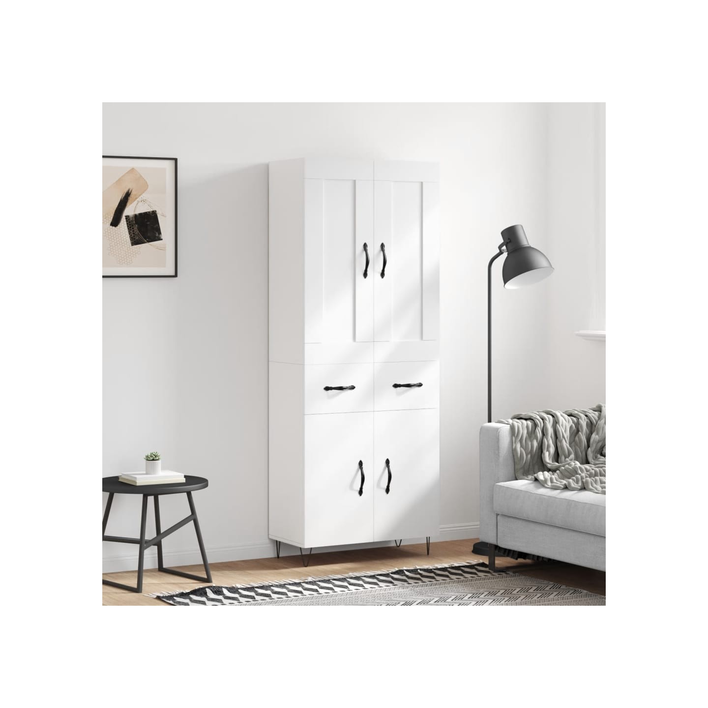 Buffet haut Blanc 69,5x34x180 cm Bois d'ingénierie