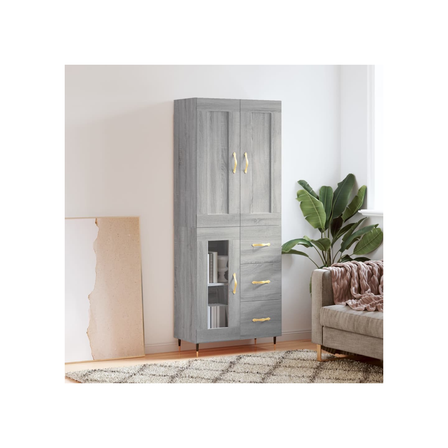 Buffet haut Sonoma gris 69,5x34x180 cm Bois d'ingénierie