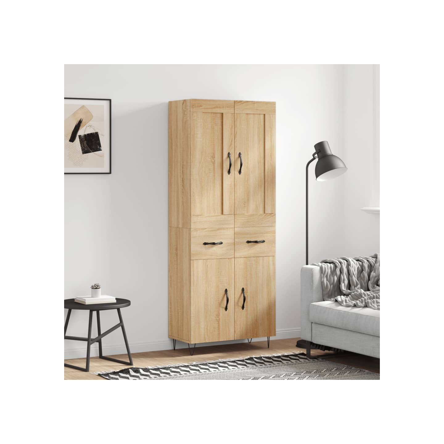 Buffet haut Chêne sonoma 69,5x34x180 cm Bois d'ingénierie