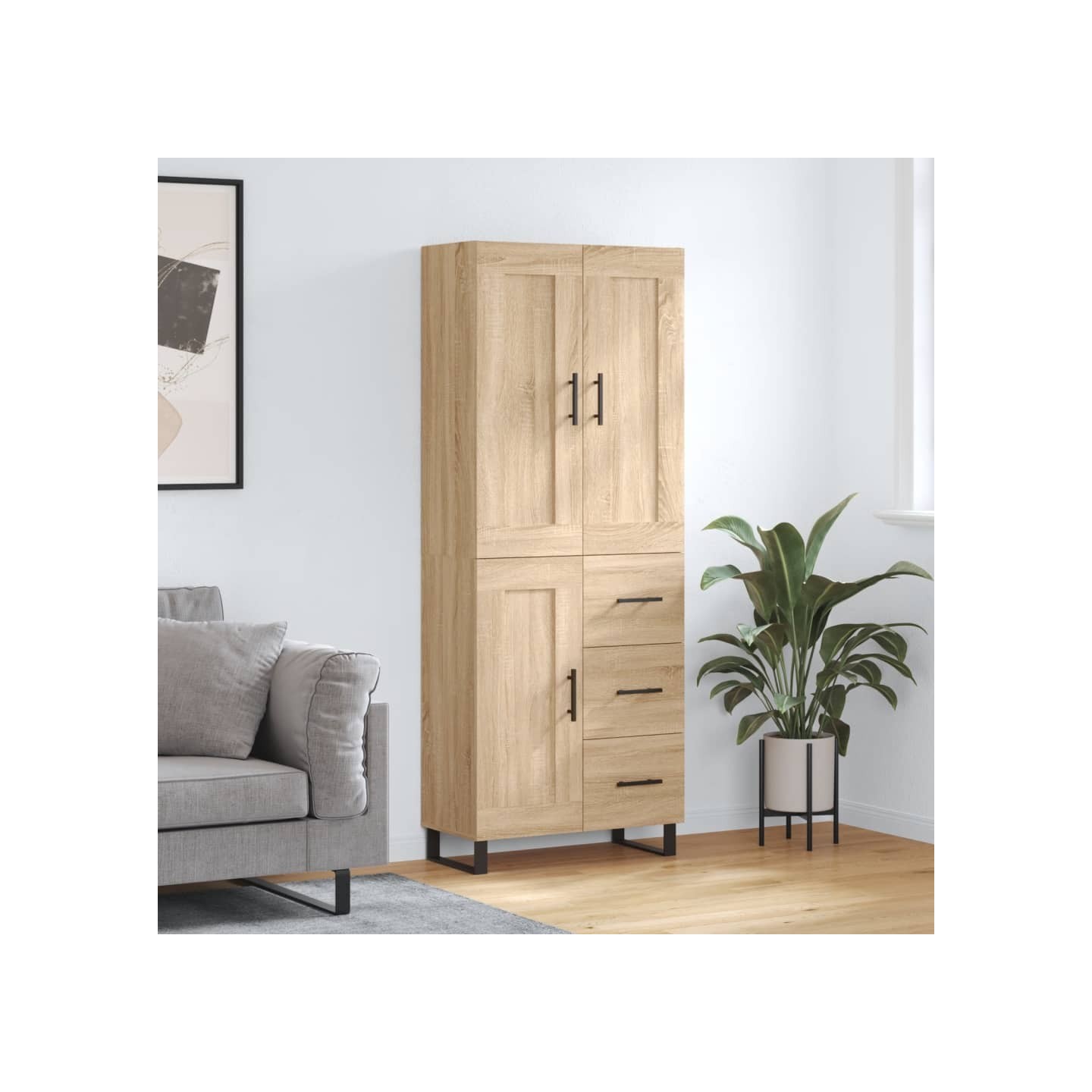 Buffet haut Chêne sonoma 69,5x34x180 cm Bois d'ingénierie