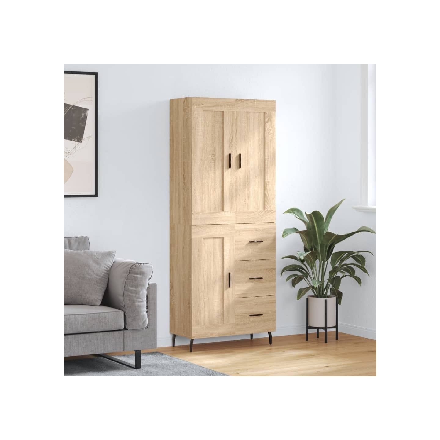 Buffet haut Chêne sonoma 69,5x34x180 cm Bois d'ingénierie