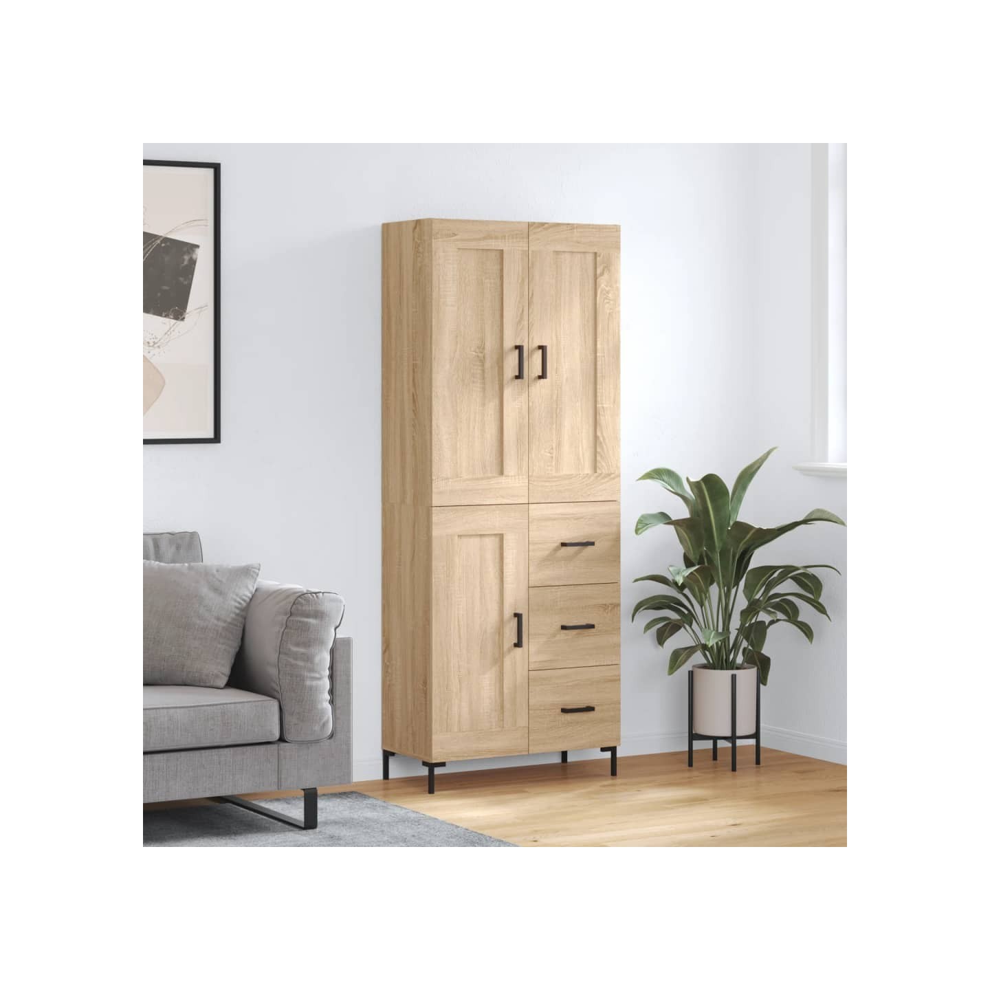Buffet haut Chêne sonoma 69,5x34x180 cm Bois d'ingénierie