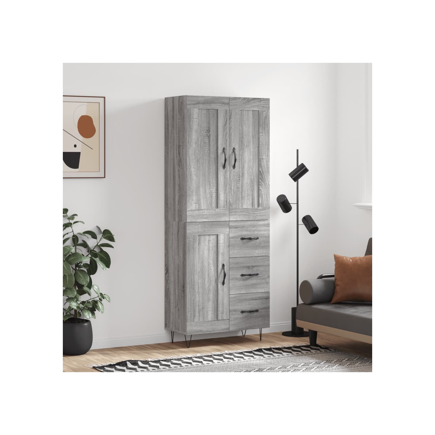 Buffet haut Sonoma gris 69,5x34x180 cm Bois d'ingénierie