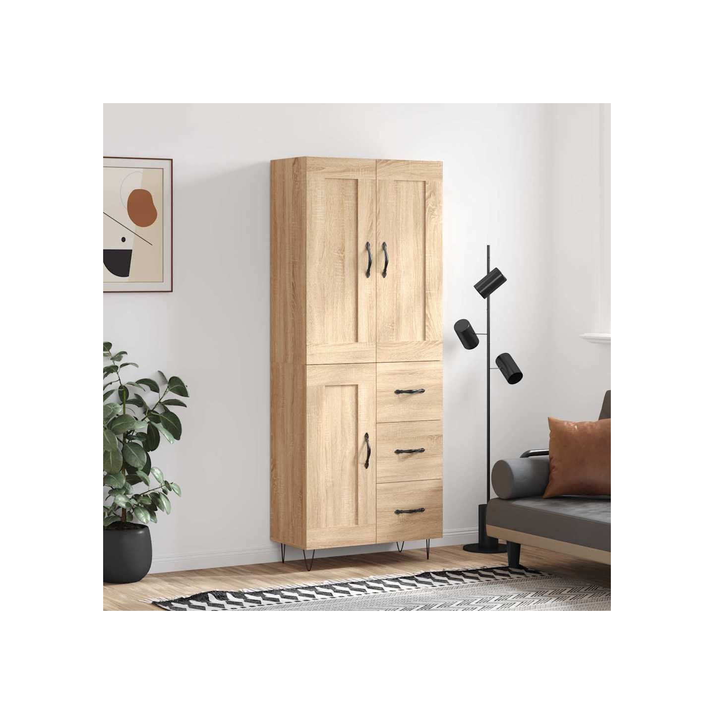 Buffet haut Chêne sonoma 69,5x34x180 cm Bois d'ingénierie