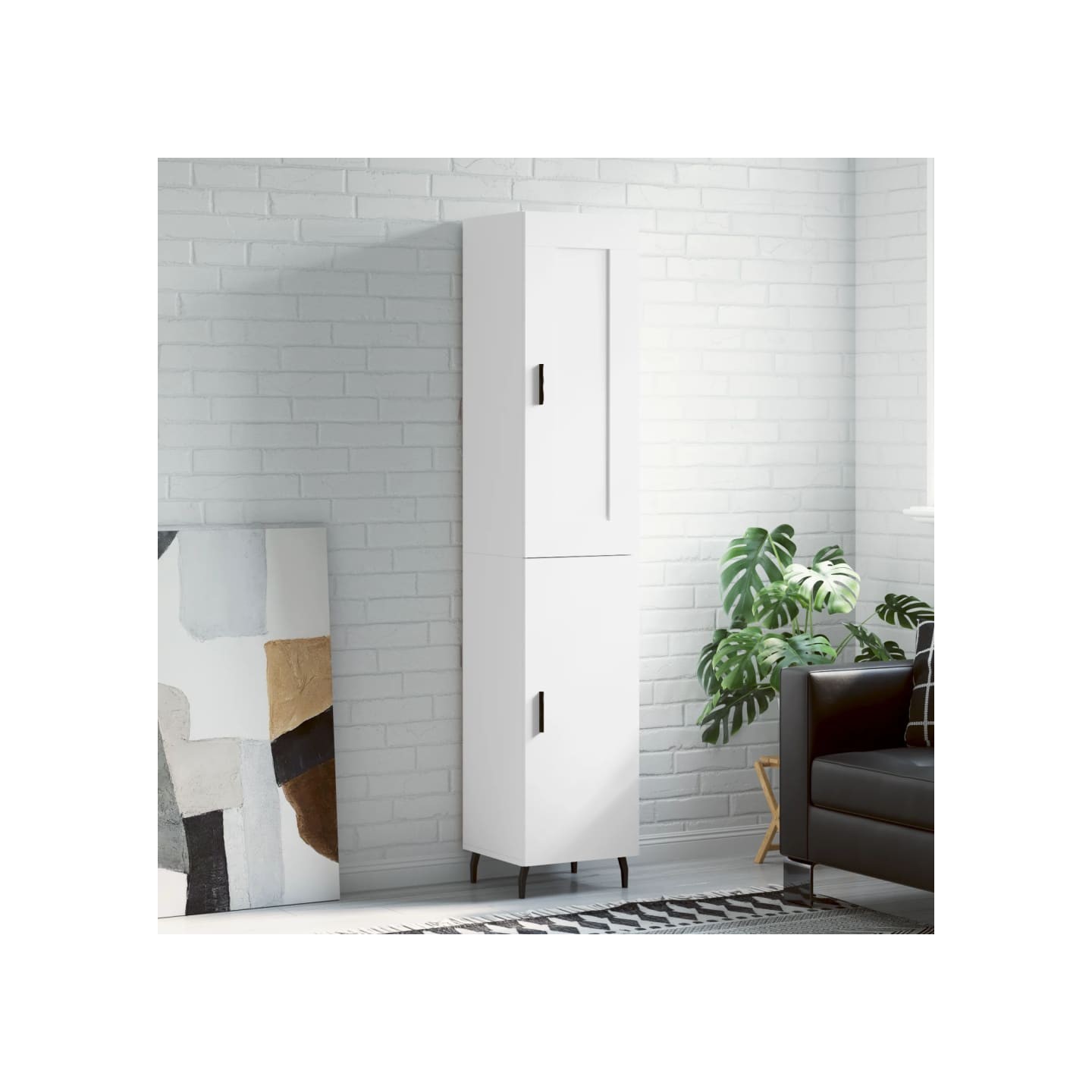 Buffet haut Blanc 34,5x34x180 cm Bois d'ingénierie