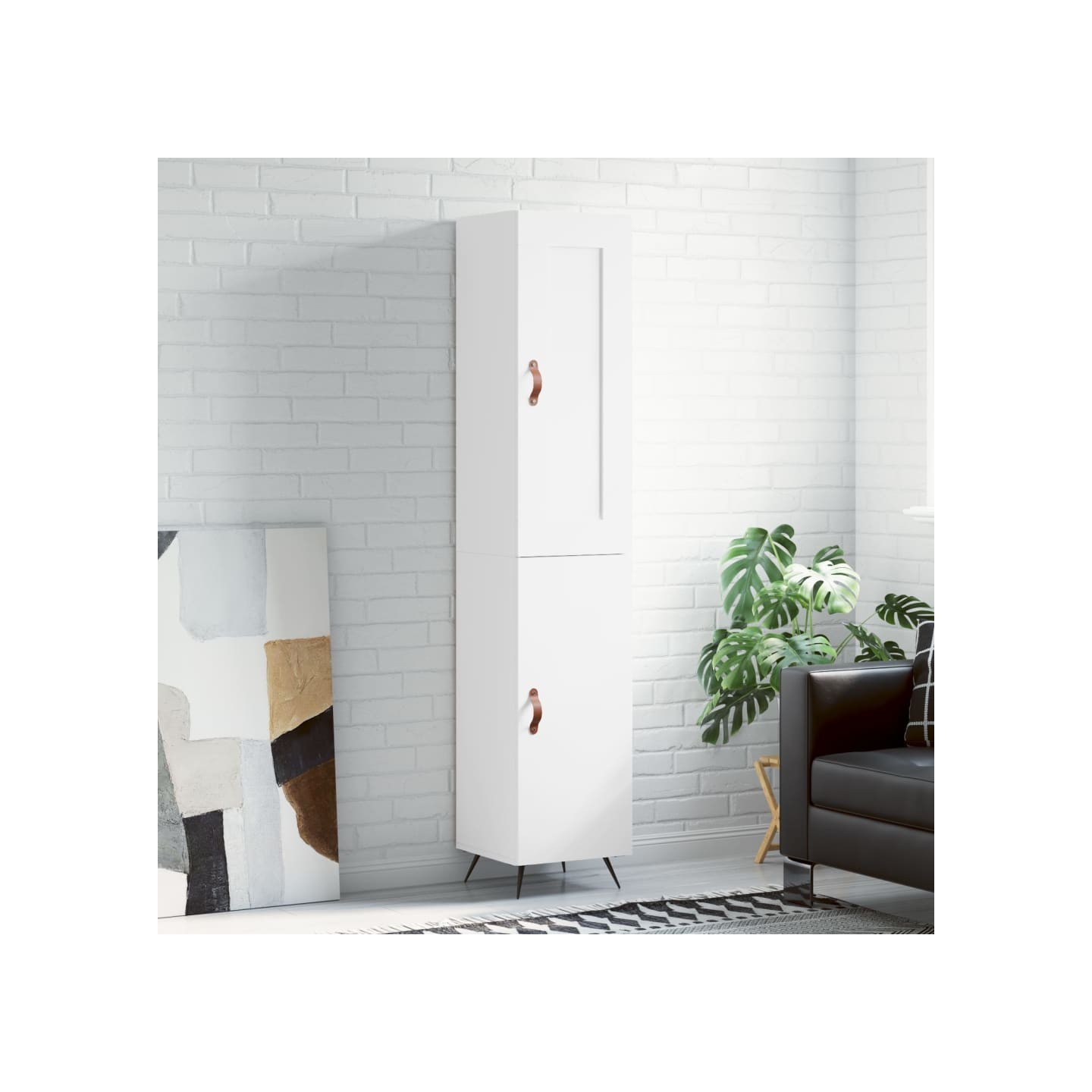 Buffet haut Blanc 34,5x34x180 cm Bois d'ingénierie