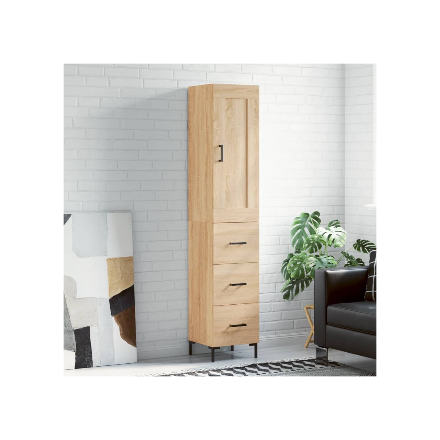 Buffet haut Chêne sonoma 34,5x34x180 cm Bois d'ingénierie