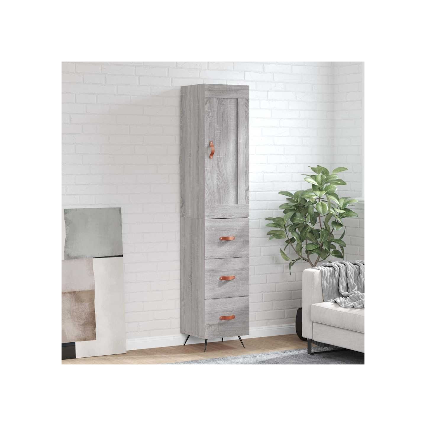 Buffet haut Sonoma gris 34,5x34x180 cm Bois d'ingénierie