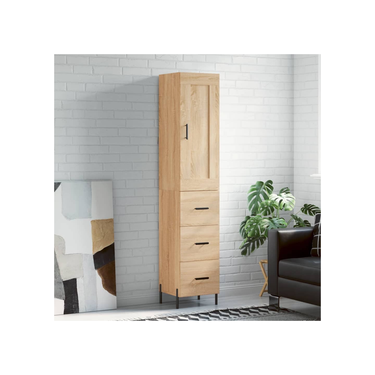 Buffet haut Chêne sonoma 34,5x34x180 cm Bois d'ingénierie