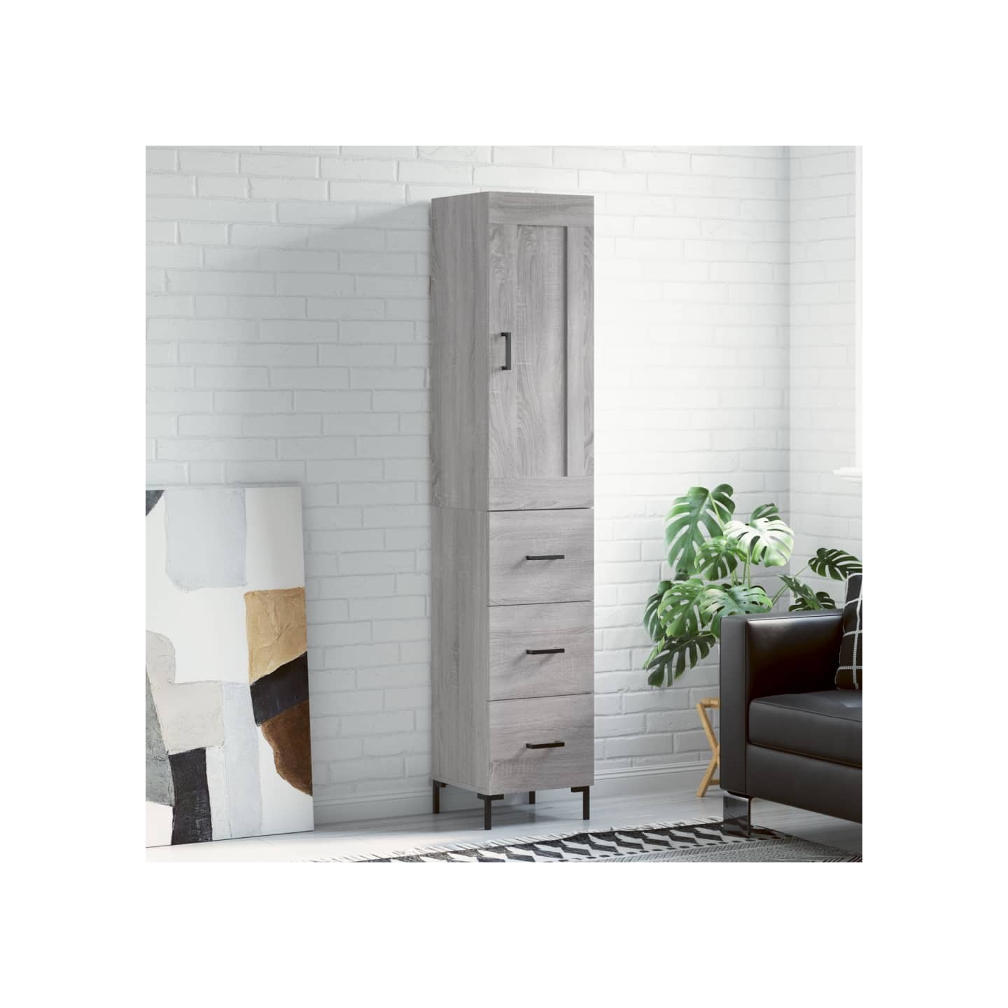 Buffet haut Sonoma gris 34,5x34x180 cm Bois d'ingénierie