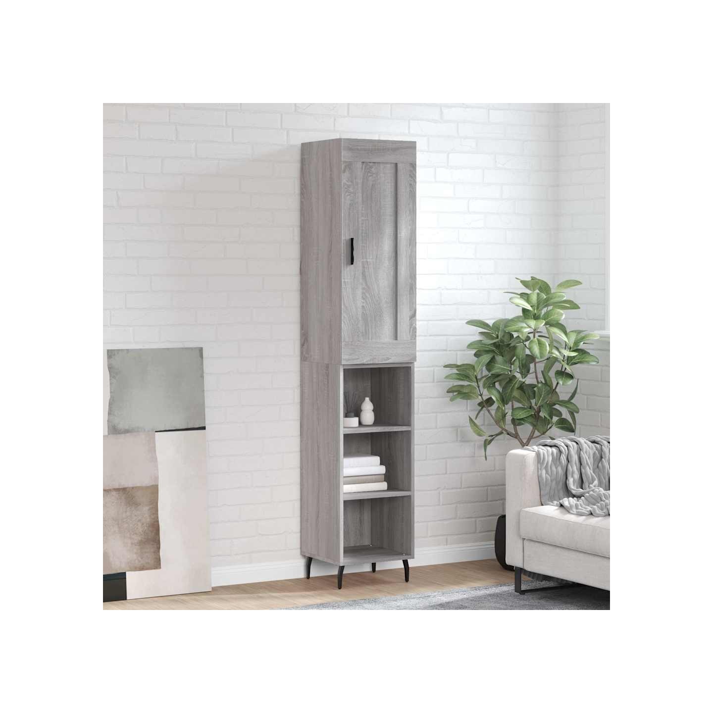 Buffet haut Sonoma gris 34,5x34x180 cm Bois d'ingénierie