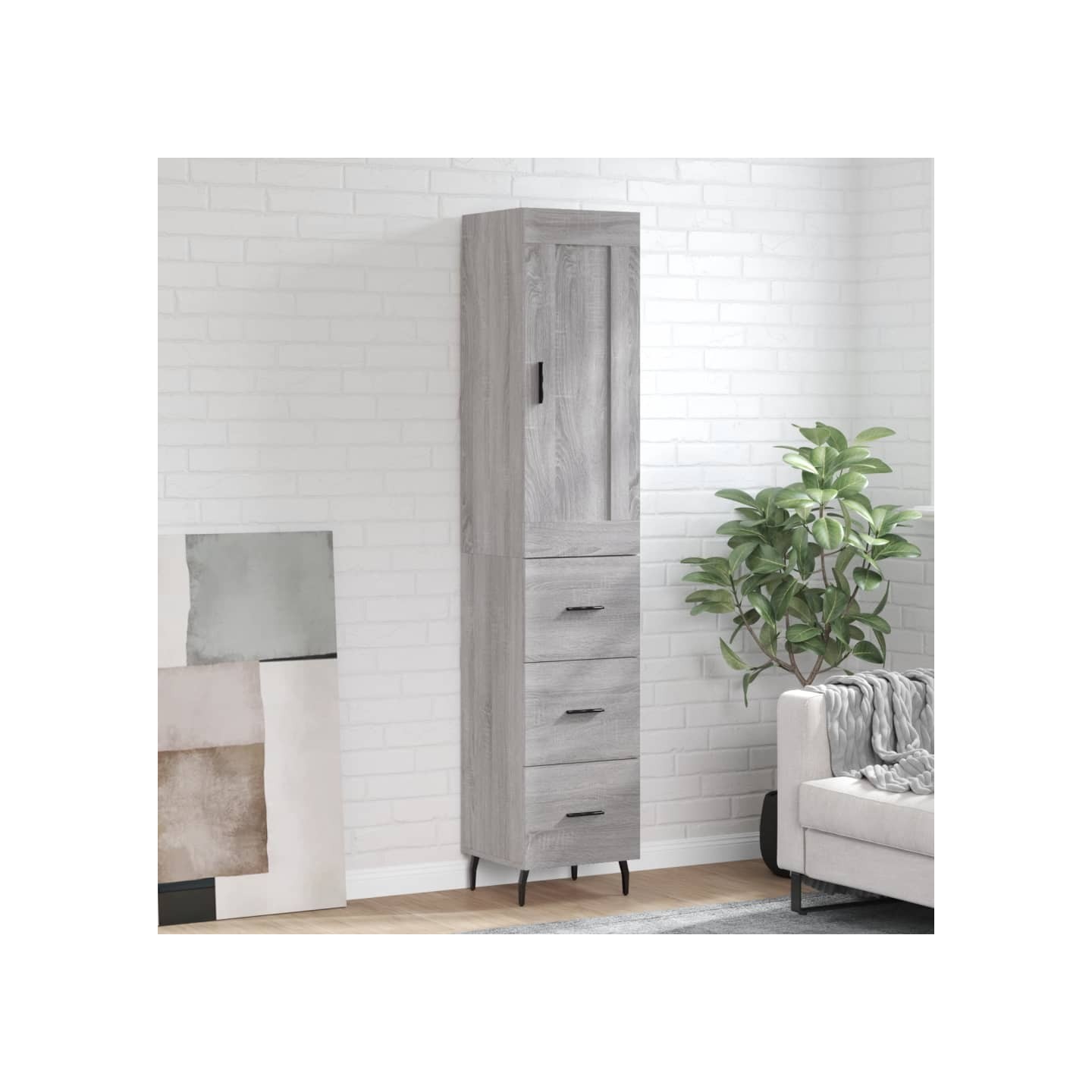 Buffet haut Sonoma gris 34,5x34x180 cm Bois d'ingénierie