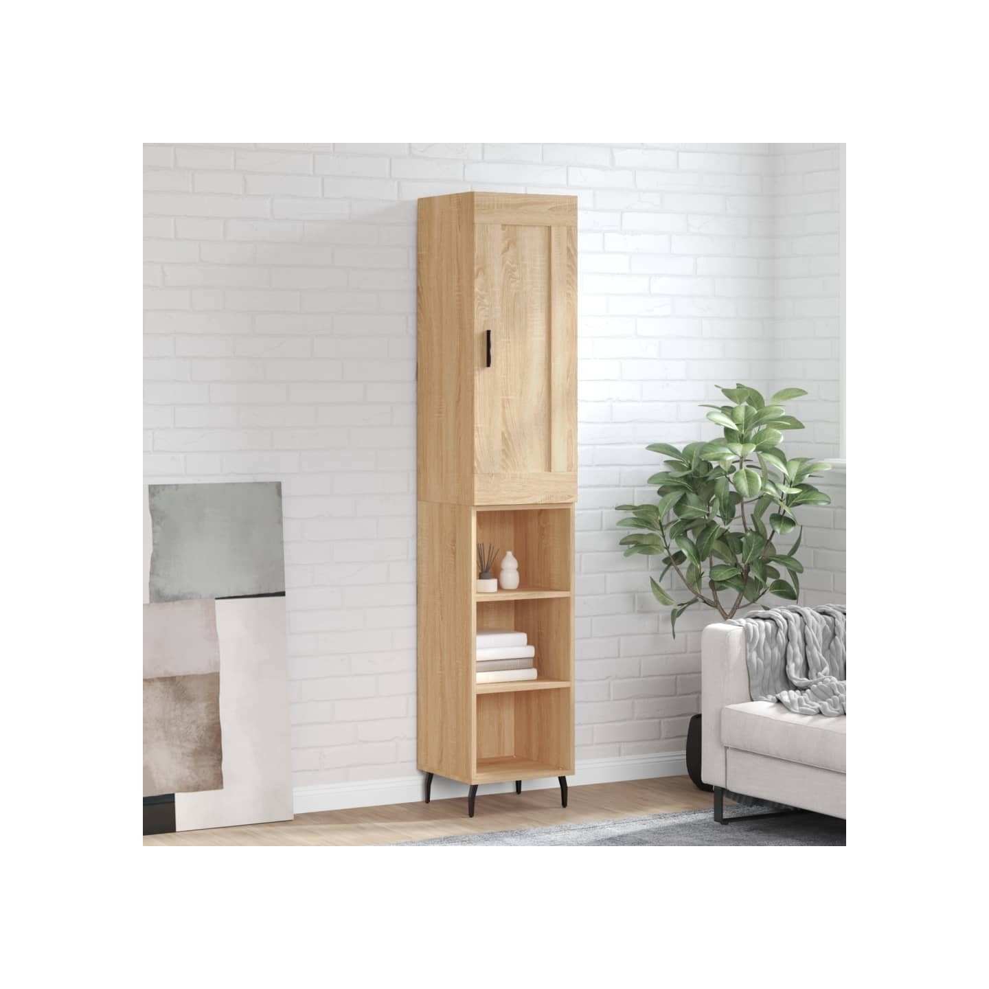 Buffet haut Chêne sonoma 34,5x34x180 cm Bois d'ingénierie