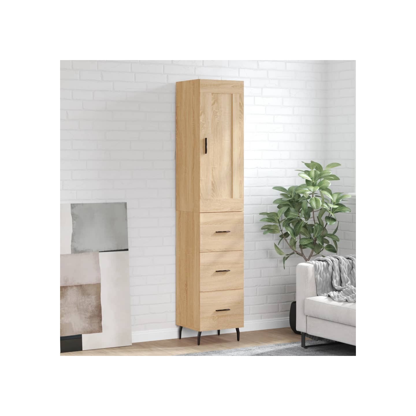 Buffet haut Chêne sonoma 34,5x34x180 cm Bois d'ingénierie