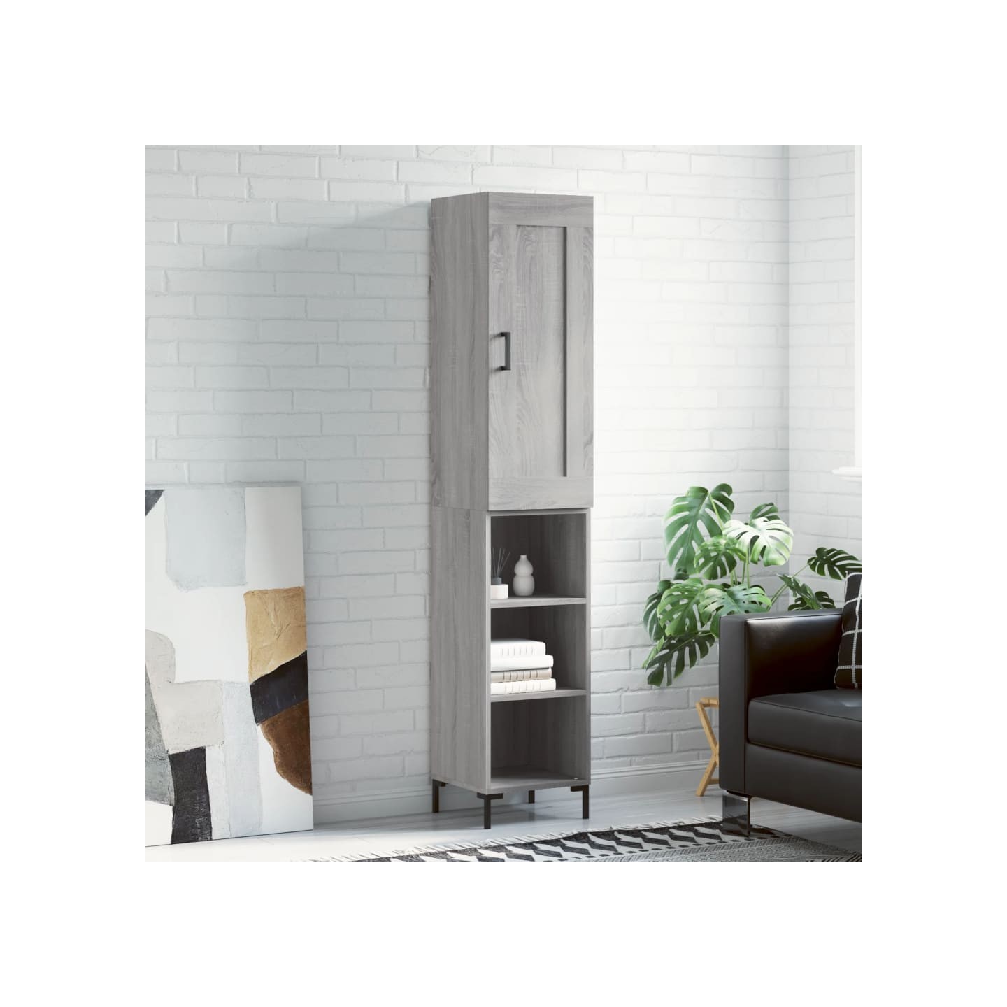 Buffet haut Sonoma gris 34,5x34x180 cm Bois d'ingénierie