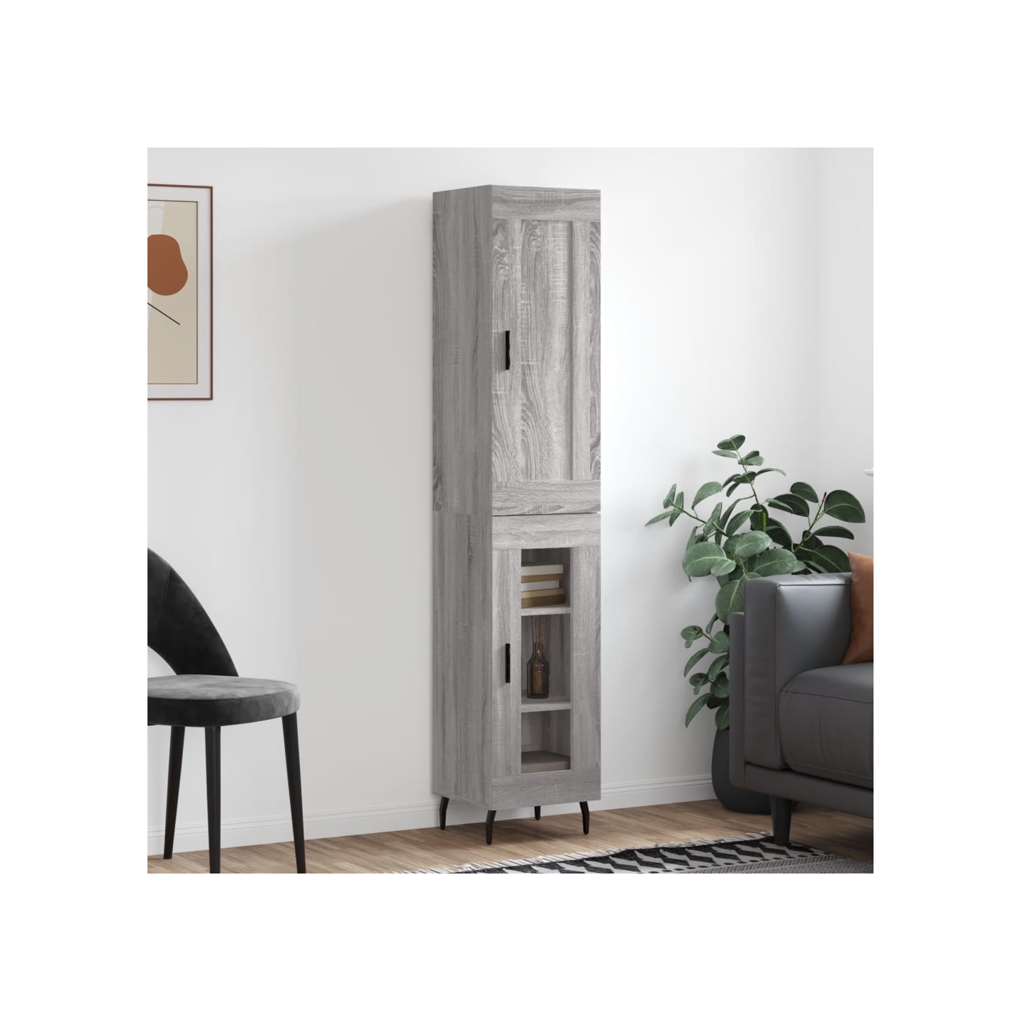 Buffet haut Sonoma gris 34,5x34x180 cm Bois d'ingénierie