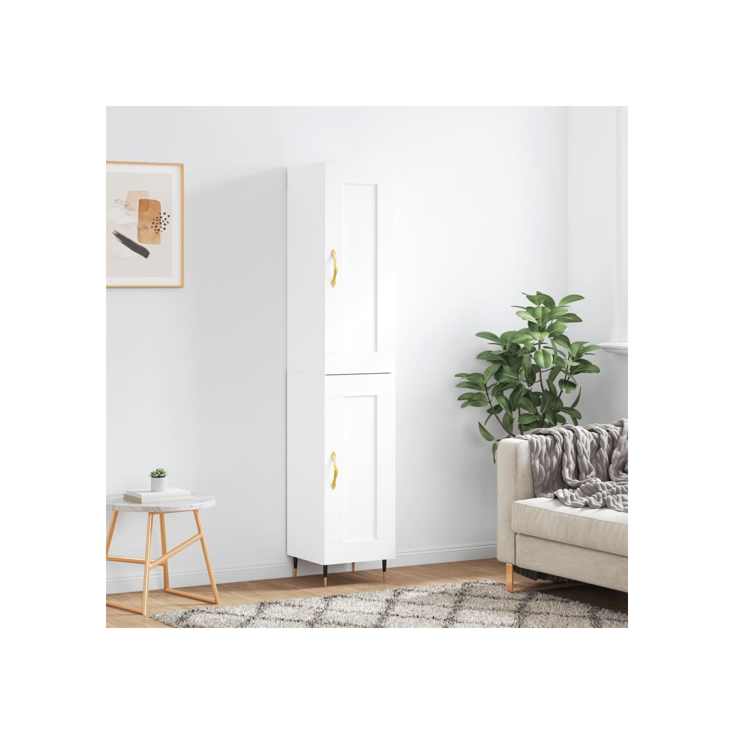 Buffet haut Blanc 34,5x34x180 cm Bois d'ingénierie