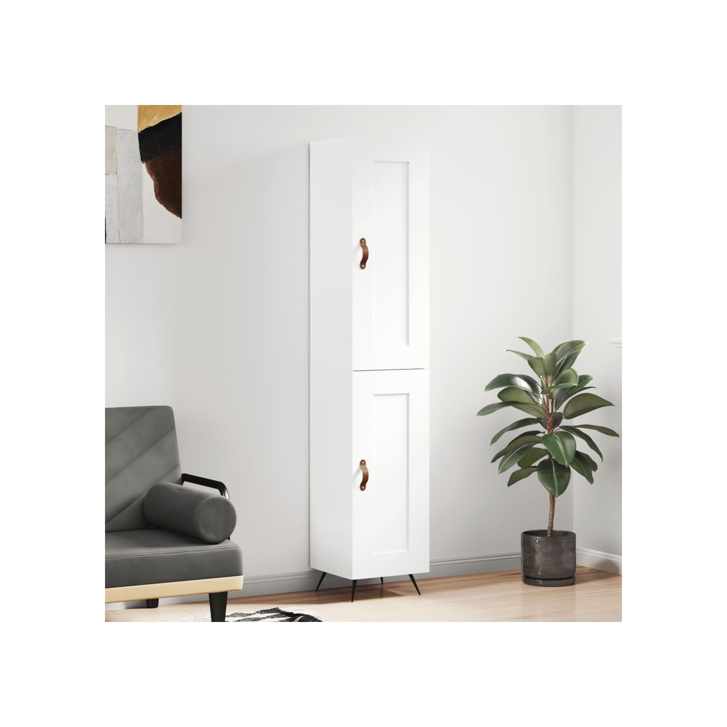 Buffet haut Blanc 34,5x34x180 cm Bois d'ingénierie