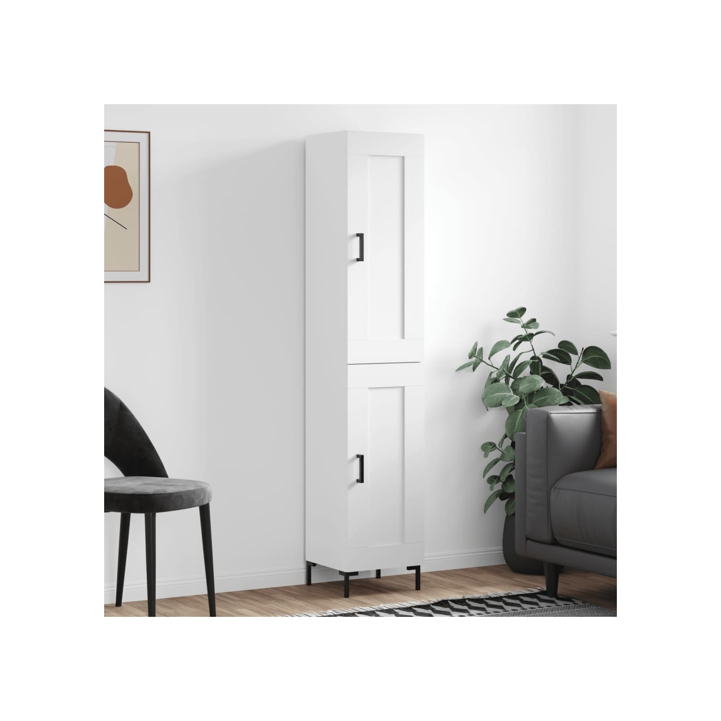 Buffet haut Blanc 34,5x34x180 cm Bois d'ingénierie