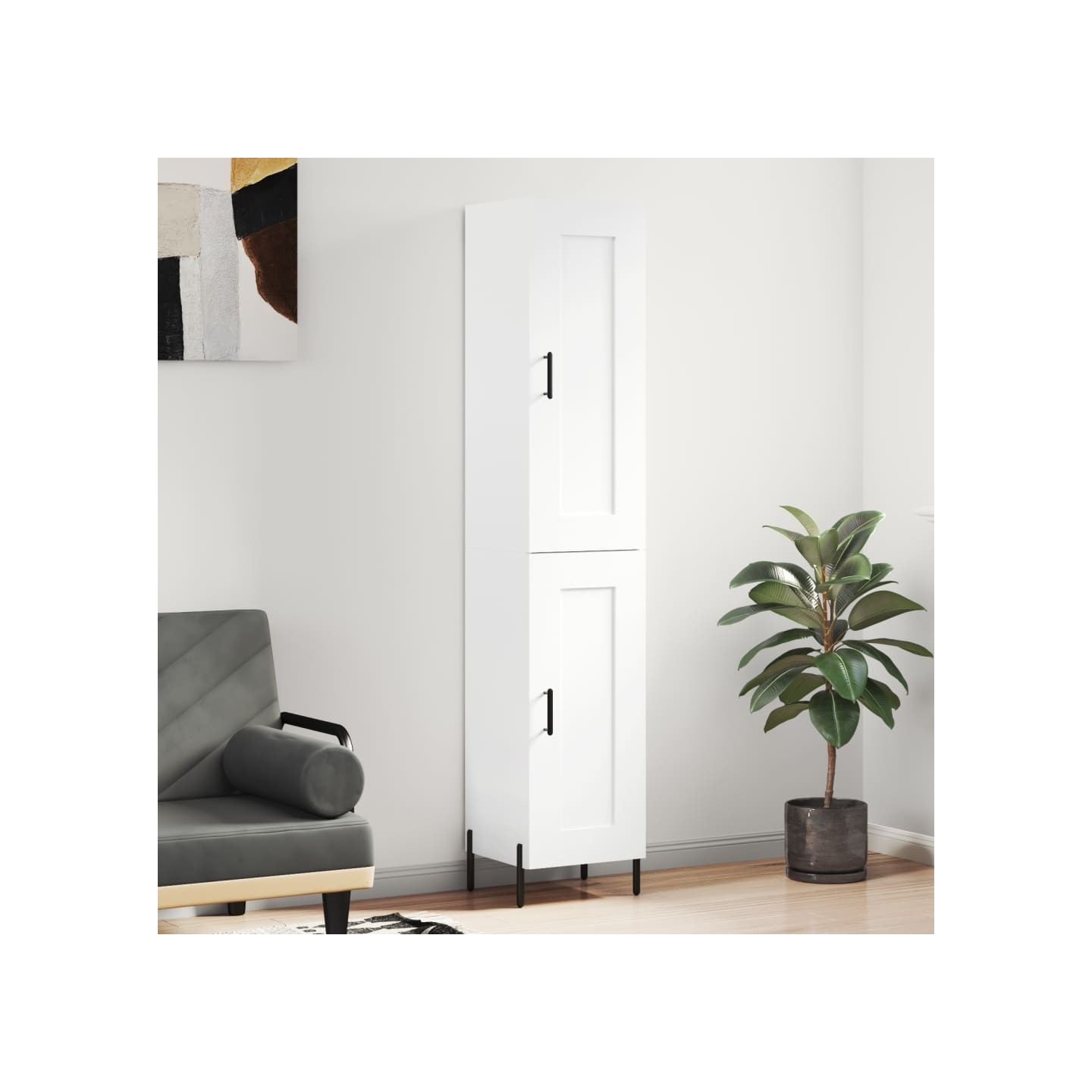 Buffet haut Blanc 34,5x34x180 cm Bois d'ingénierie