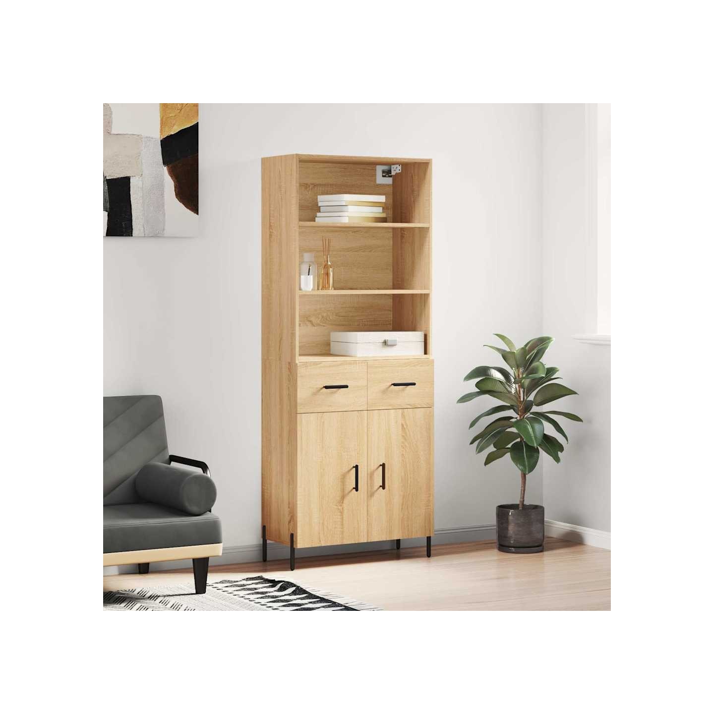 Buffet haut Chêne sonoma 69,5x34x180 cm Bois d'ingénierie