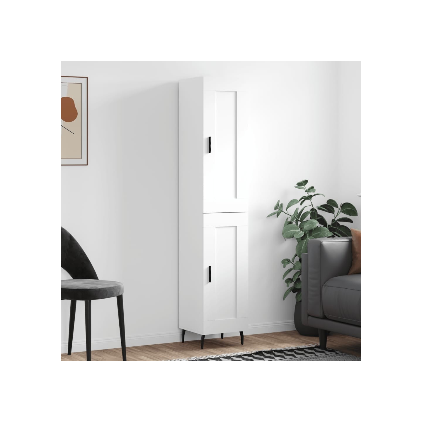 Buffet haut Blanc 34,5x34x180 cm Bois d'ingénierie