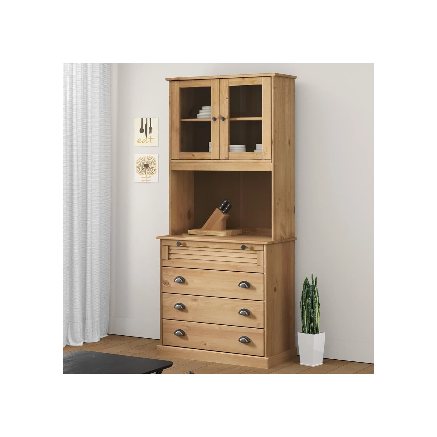 Buffet haut VIGO 80x40x176 cm bois massif de pin