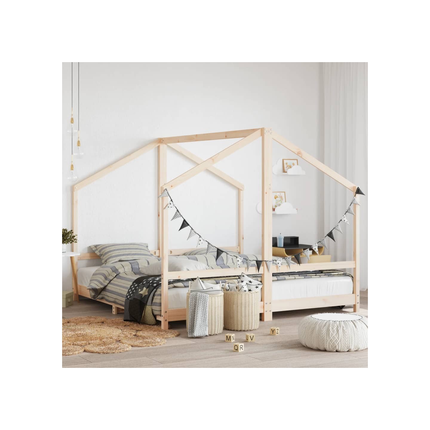 Cadre de lit pour enfants 2x(90x190) cm bois de pin massif