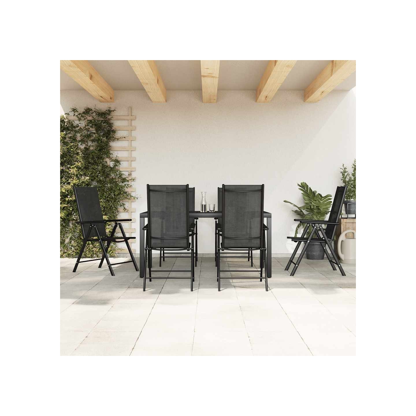 Ensemble à manger de jardin 7 pcs noir aluminium