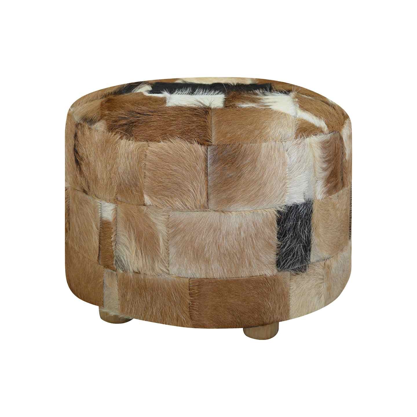 Pouf cuir de chèvre Rond 50 x 50 x 45 cm