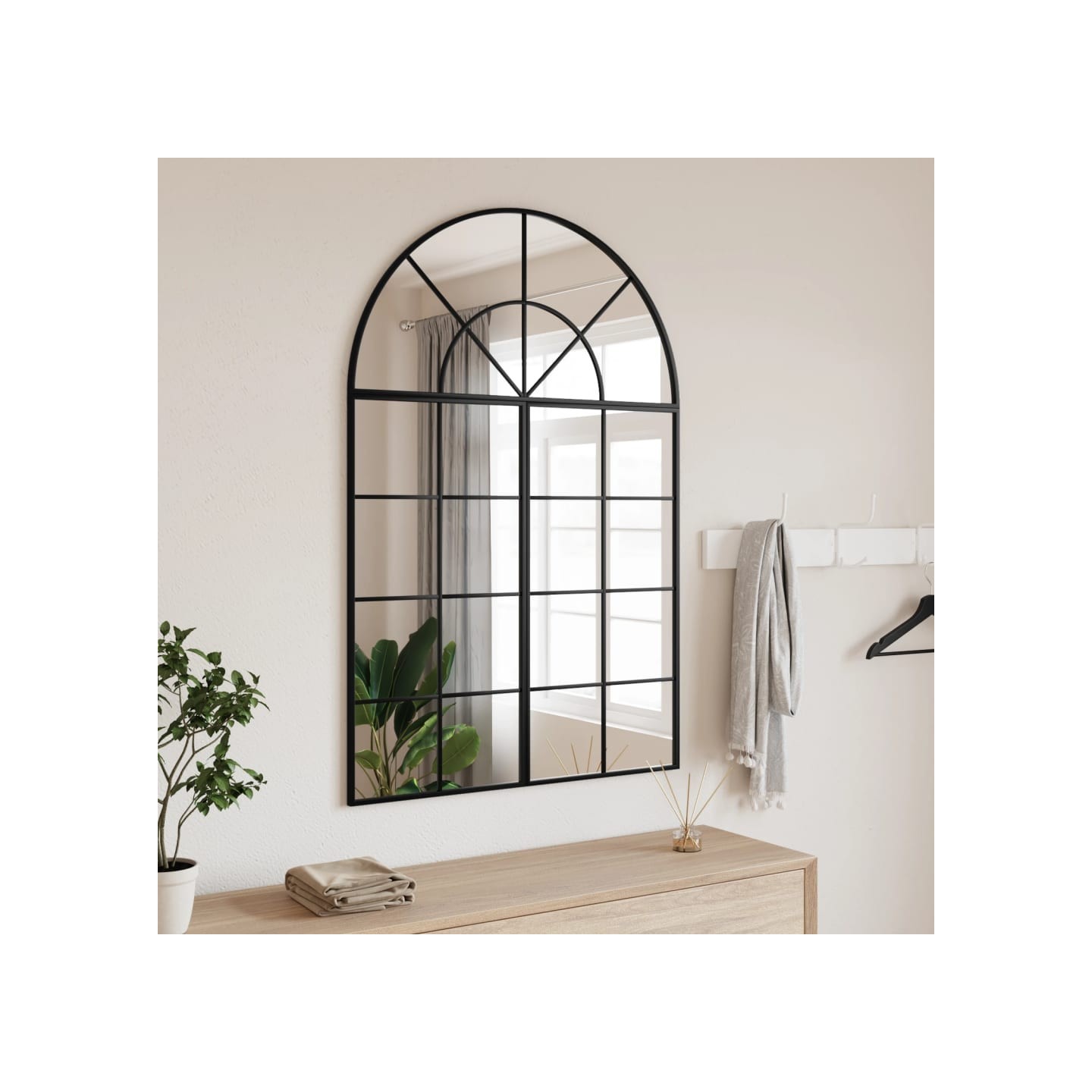 Miroir mural noir 80x120 cm arche fer