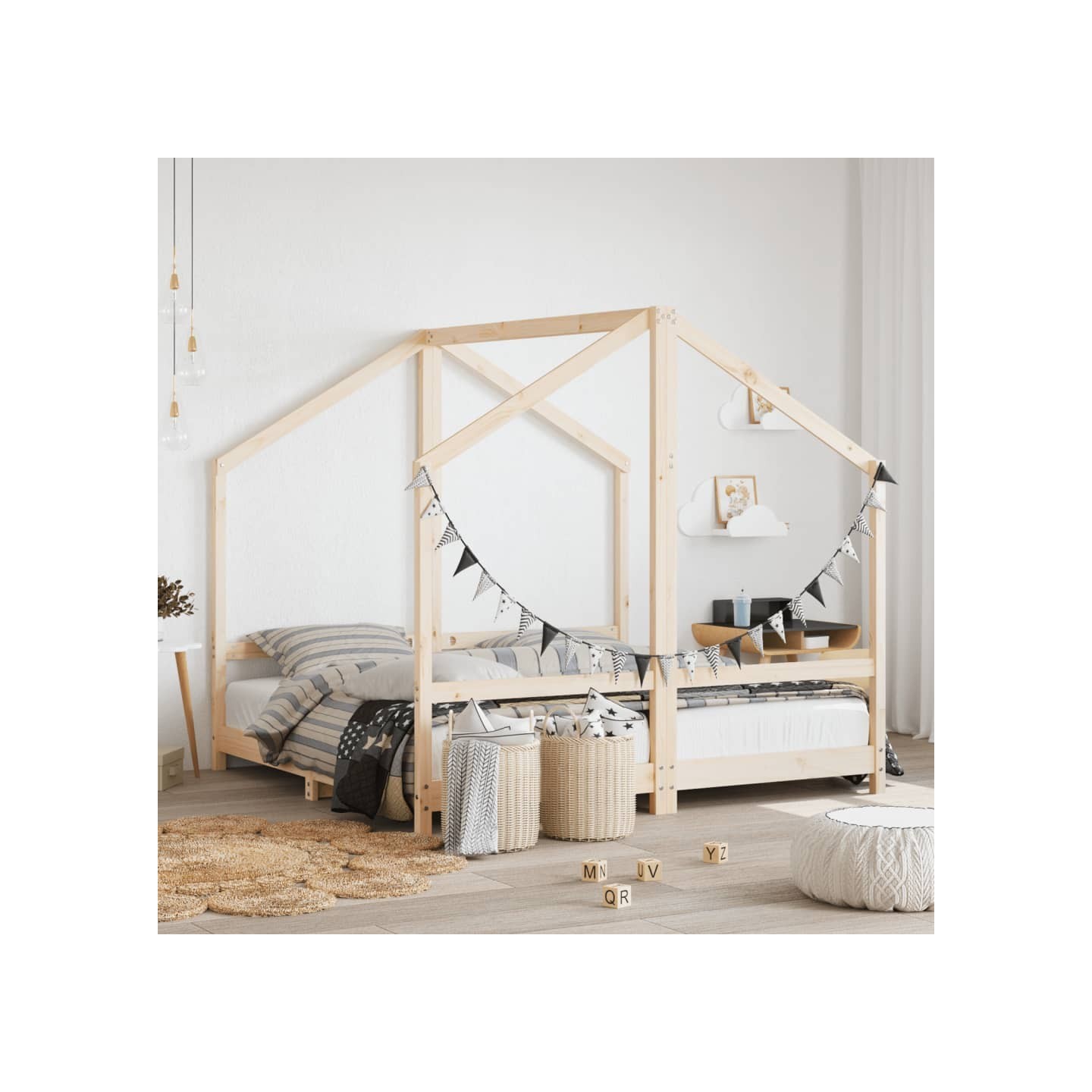 Cadre de lit pour enfant 2x(80x160) cm bois de pin massif