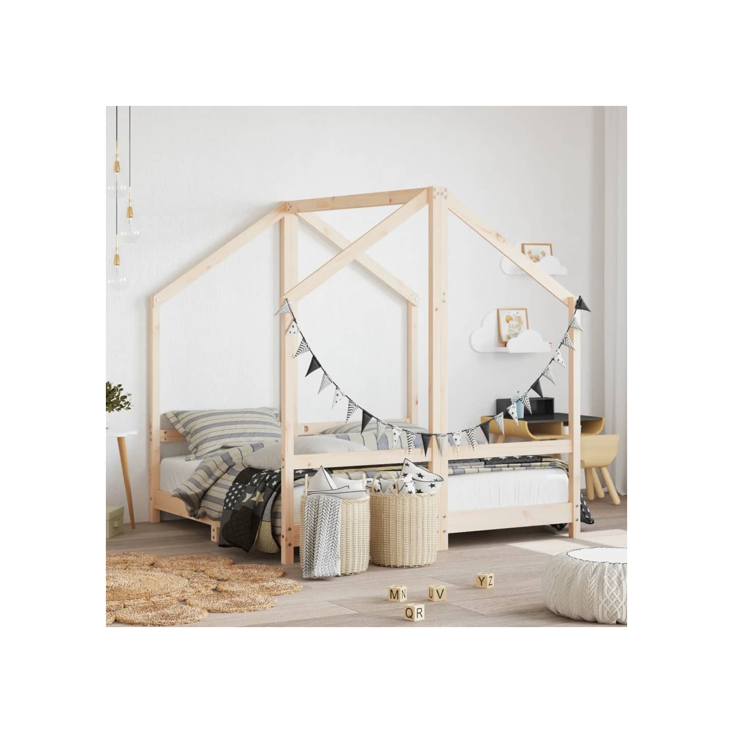 Cadre de lit pour enfant 2x(70x140) cm bois de pin massif