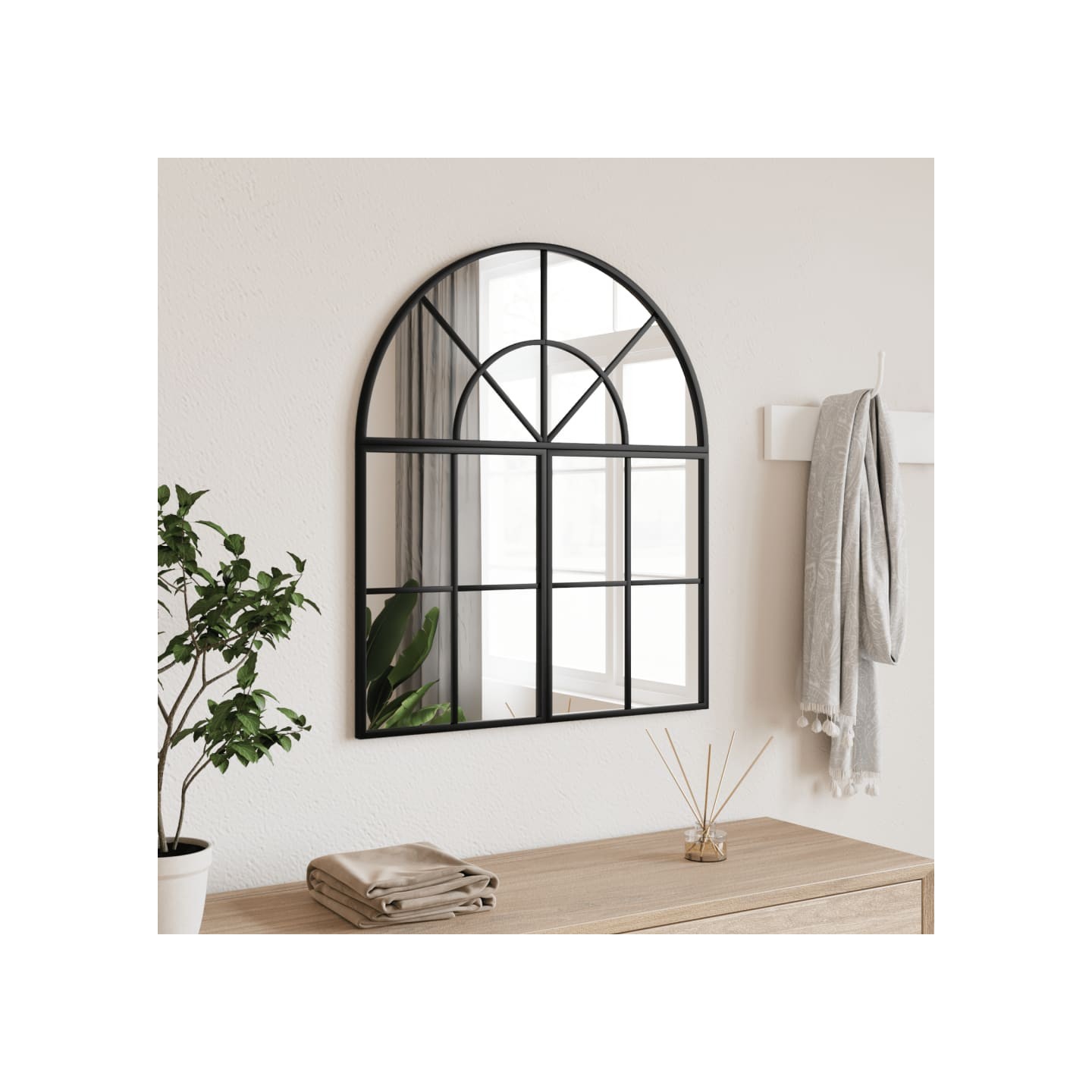 Miroir mural noir 60x70 cm arche fer