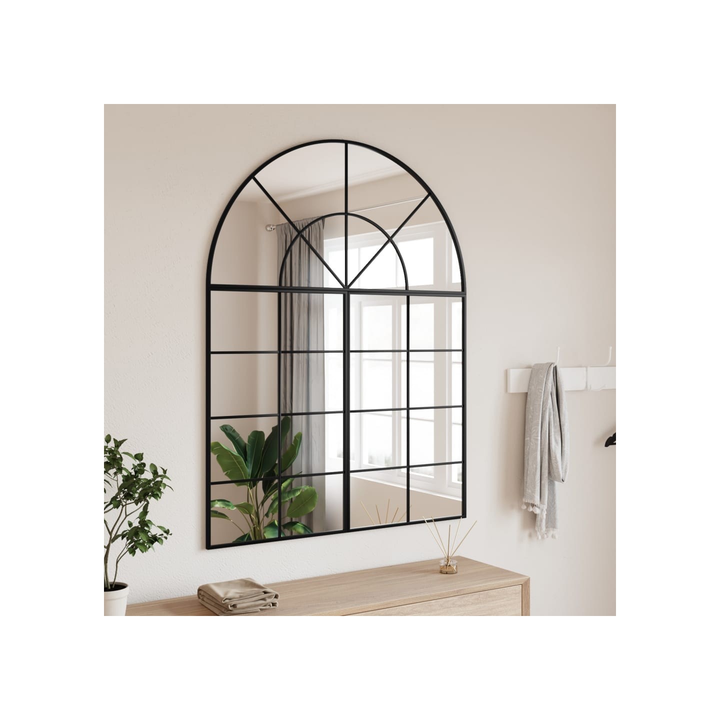 Miroir mural noir 100x130 cm arche fer