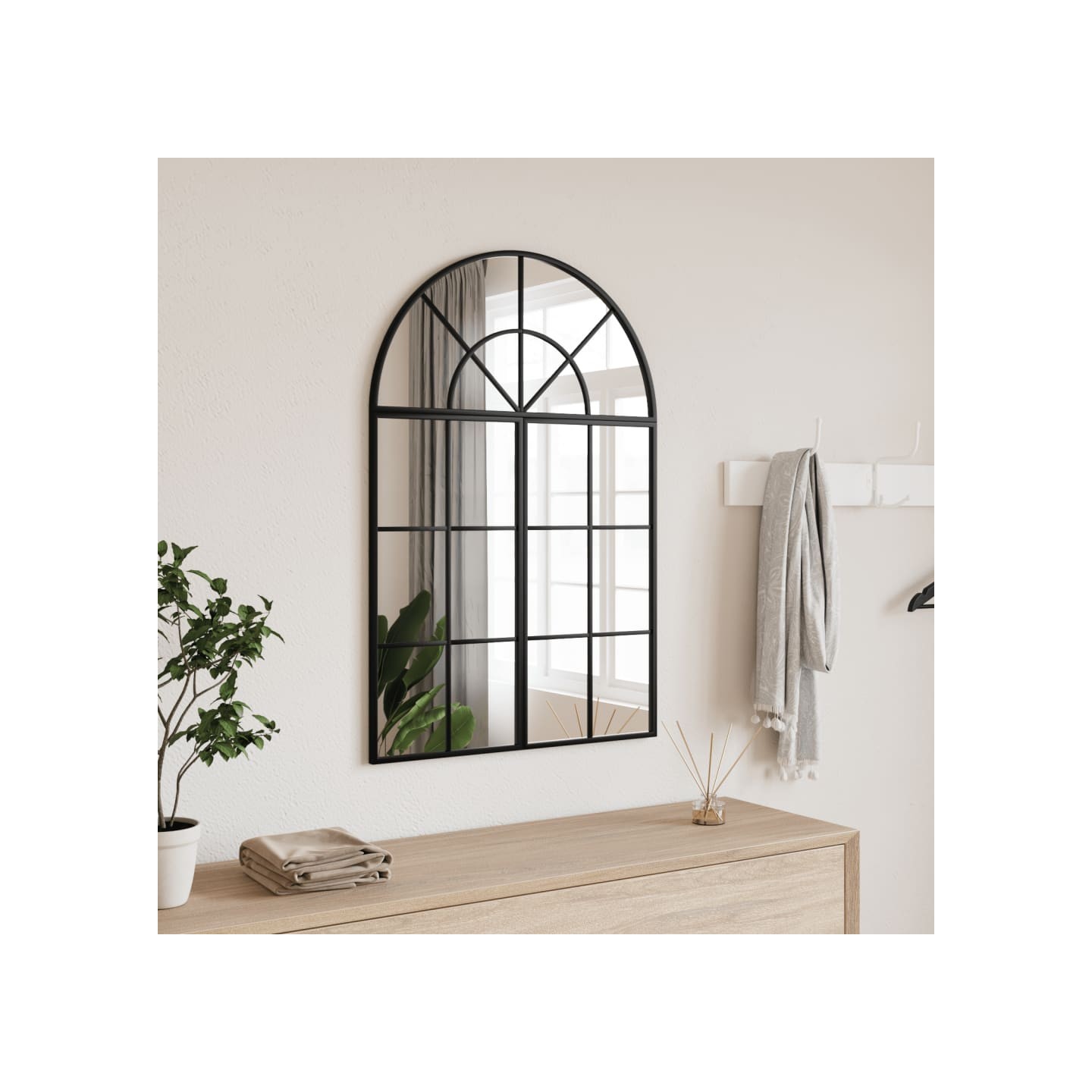 Miroir mural noir 60x90 cm arche fer