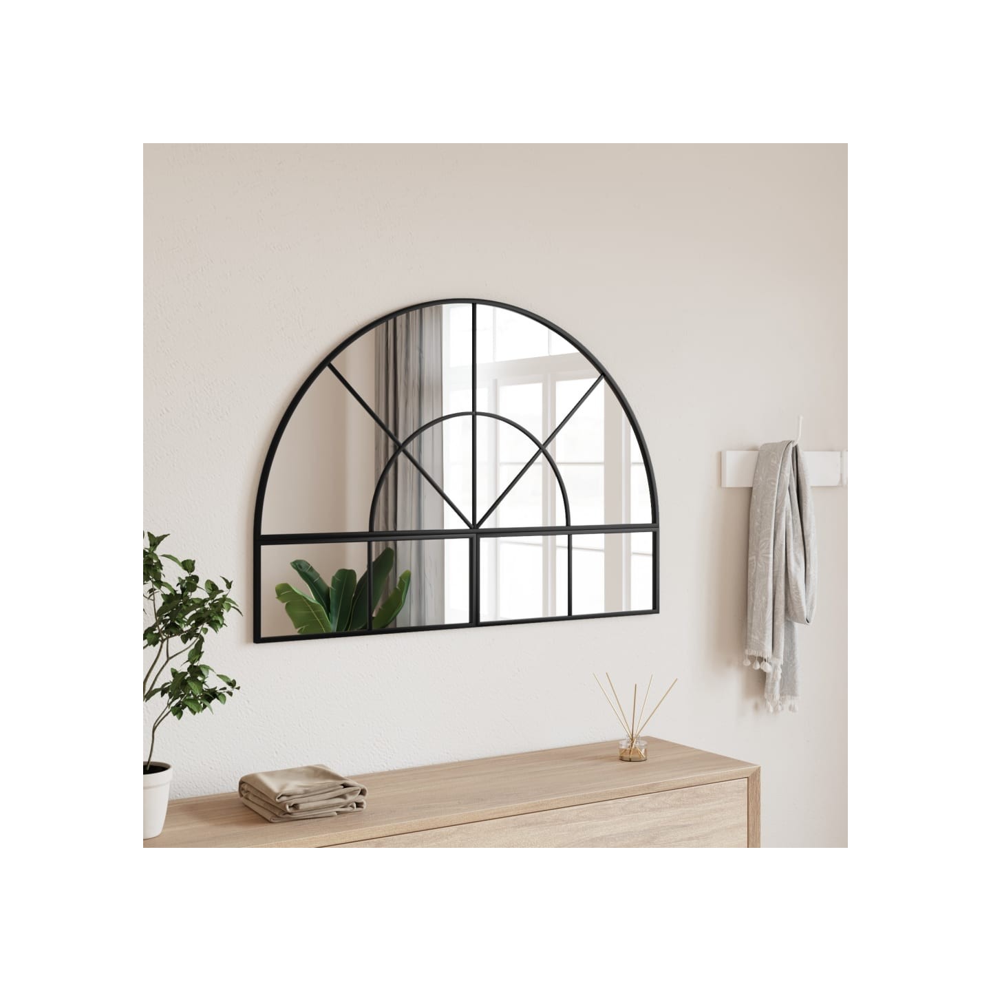 Miroir mural noir 100x70 cm arche fer