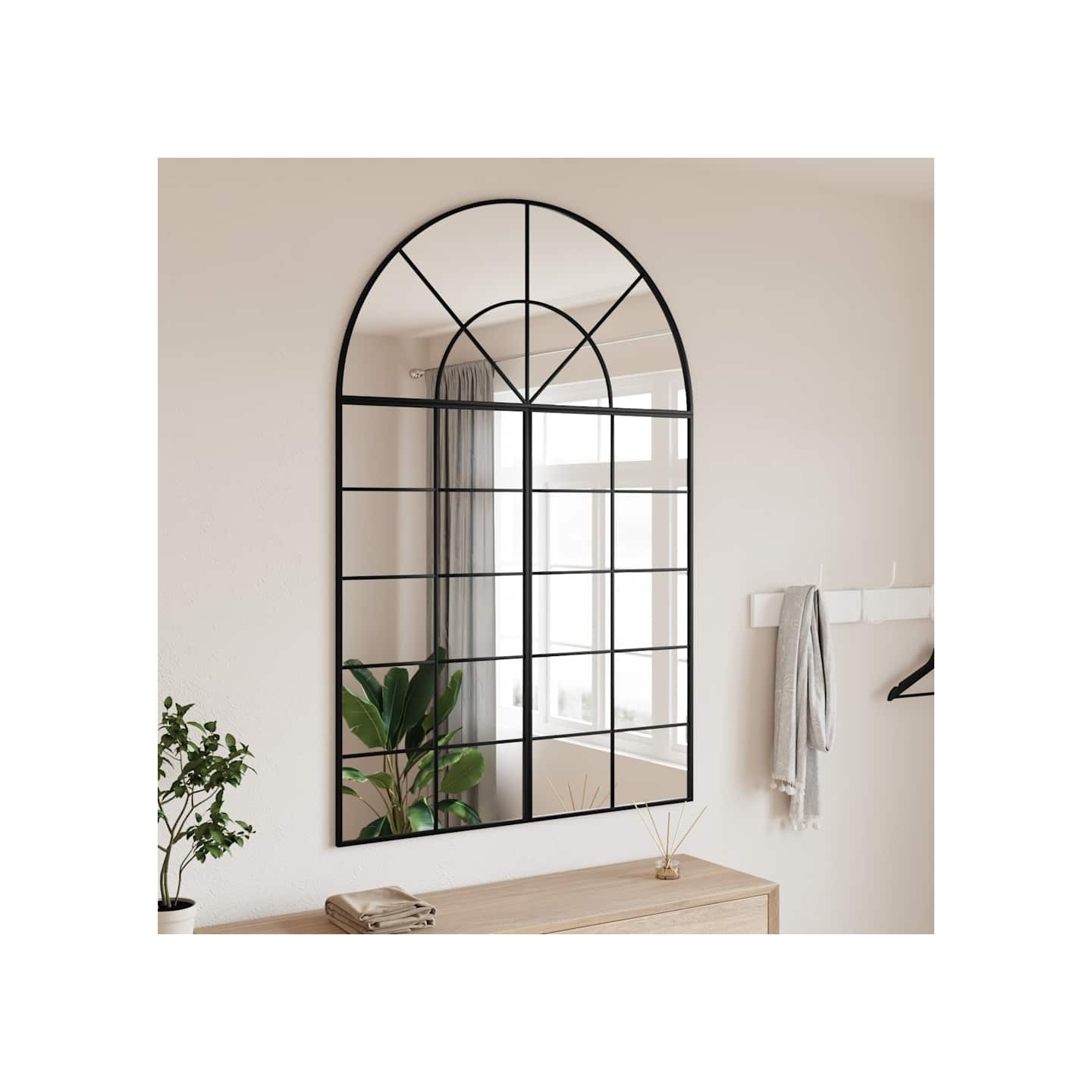 Miroir mural noir 100x150 cm arche fer