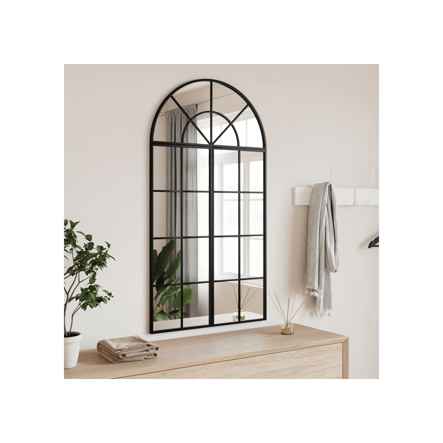 Miroir mural noir 60x110 cm arche fer