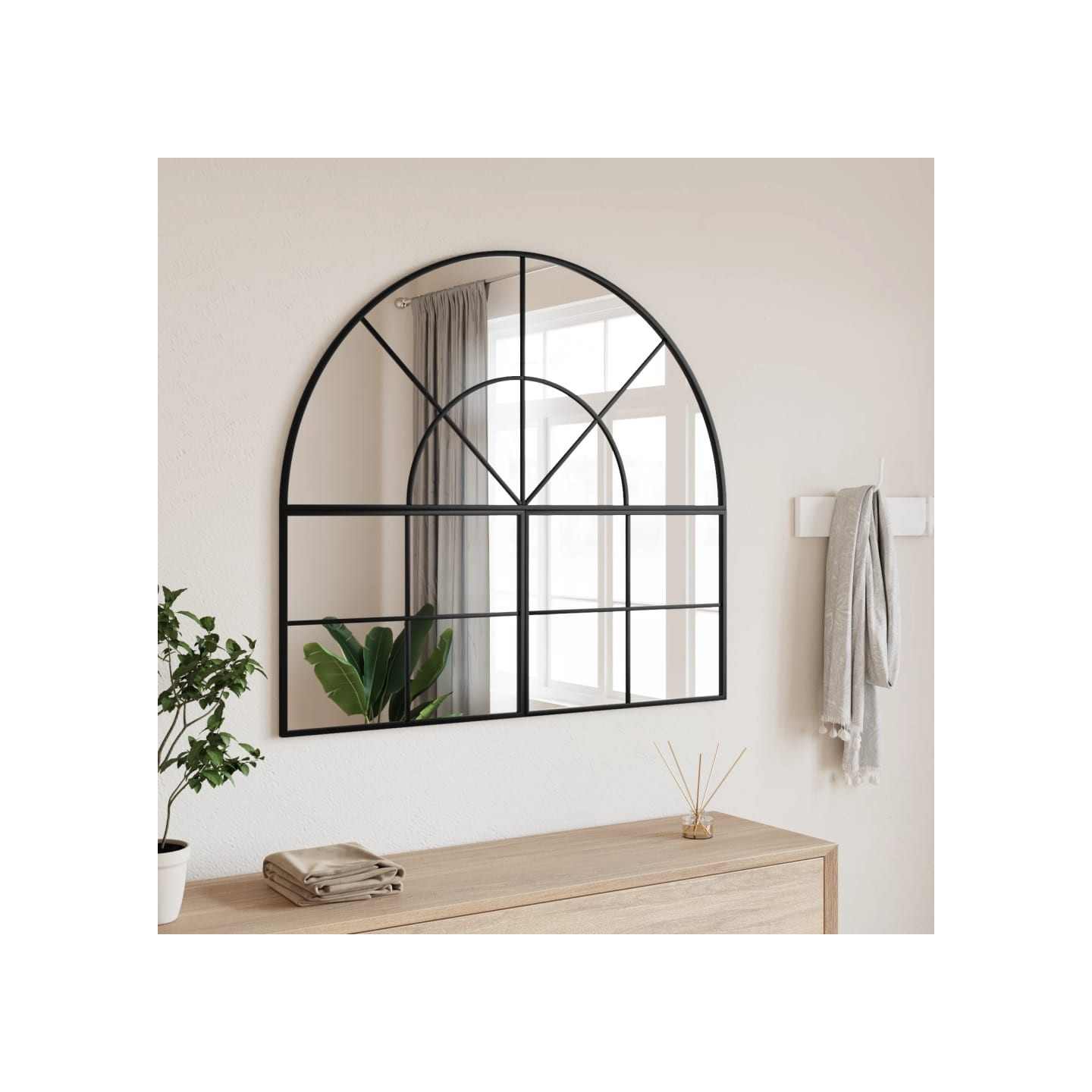 Miroir mural noir 100x90 cm arche fer