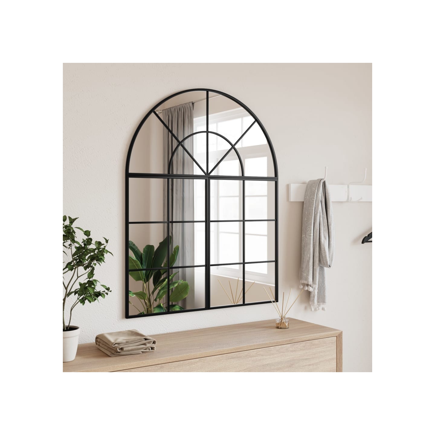 Miroir mural noir 80x100 cm arche fer