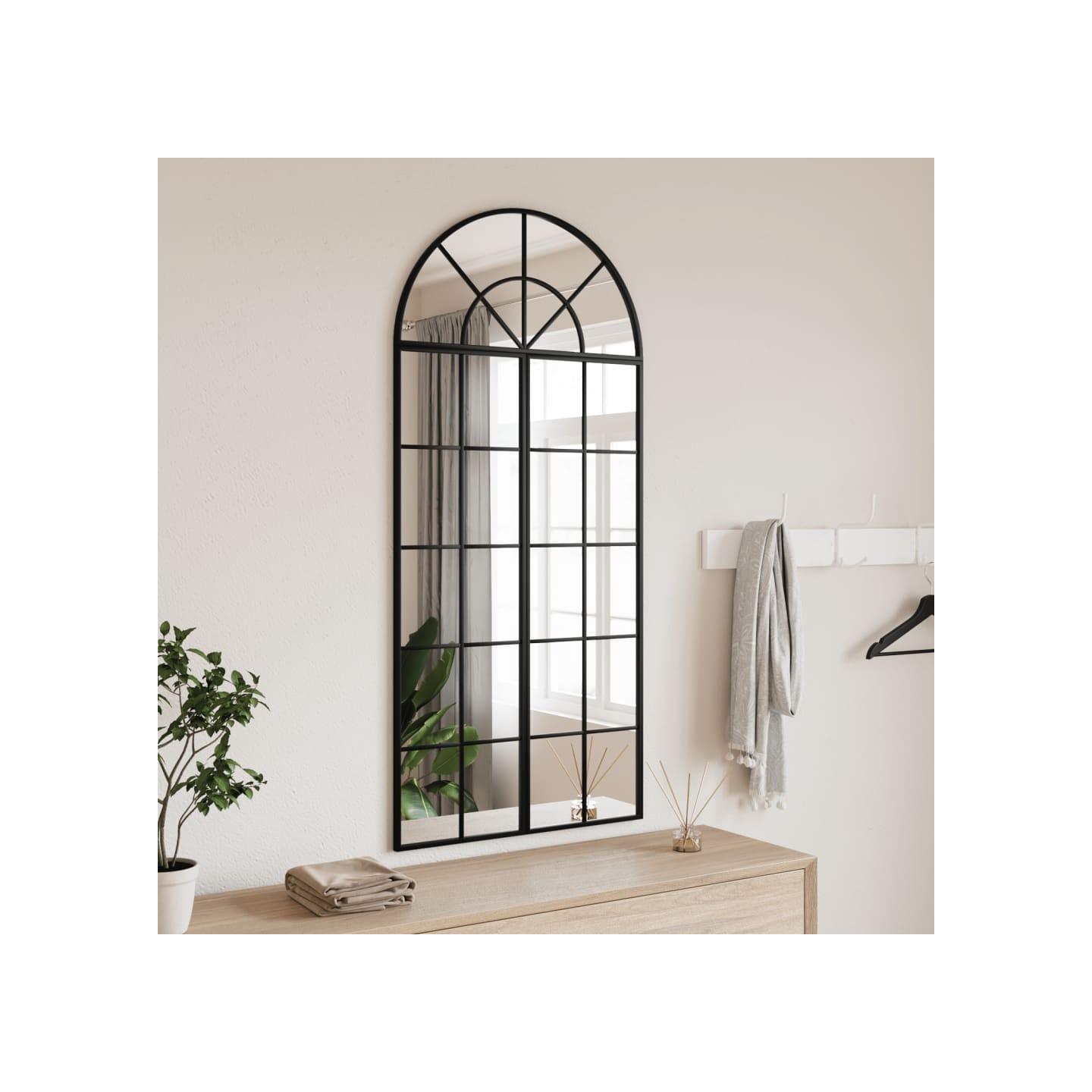 Miroir mural noir 60x130 cm arche fer
