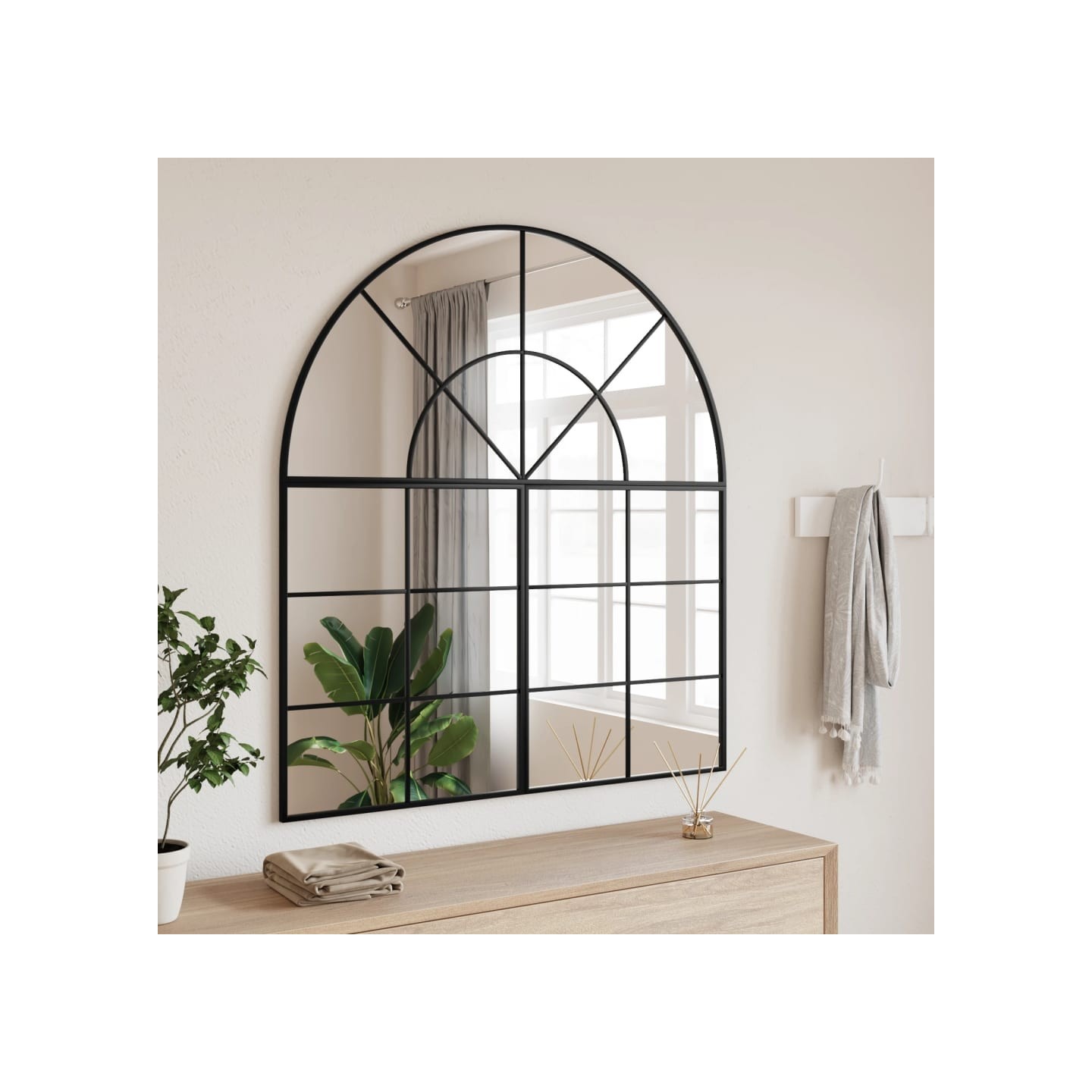 Miroir mural noir 100x110 cm arche fer