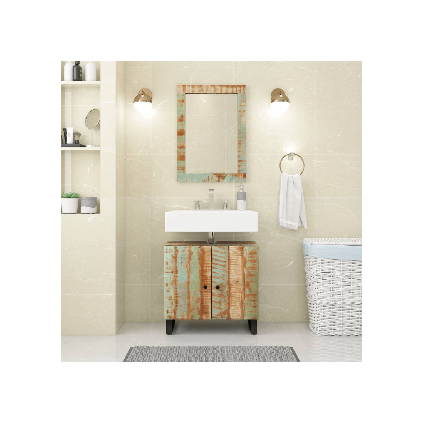 Ensemble de meubles de salle de bain 2 pcs bois massif récupéré
