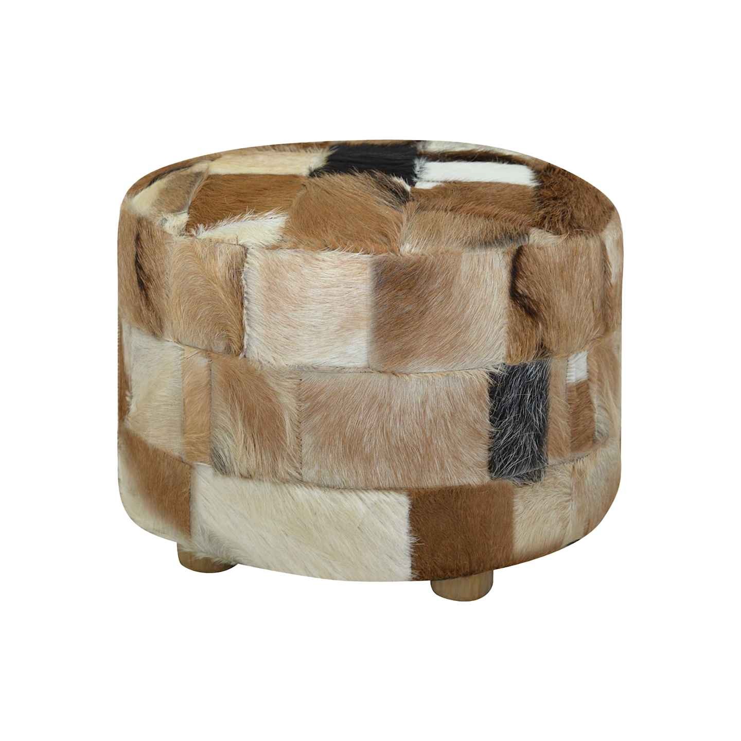 Pouf cuir de chèvre Rond 50 x 50 x 45 cm